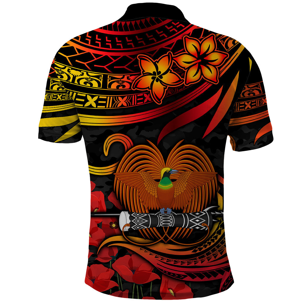 Custom PNG Remembrance Day Polo Shirt Polynesian Tribal and Poppy LT9
