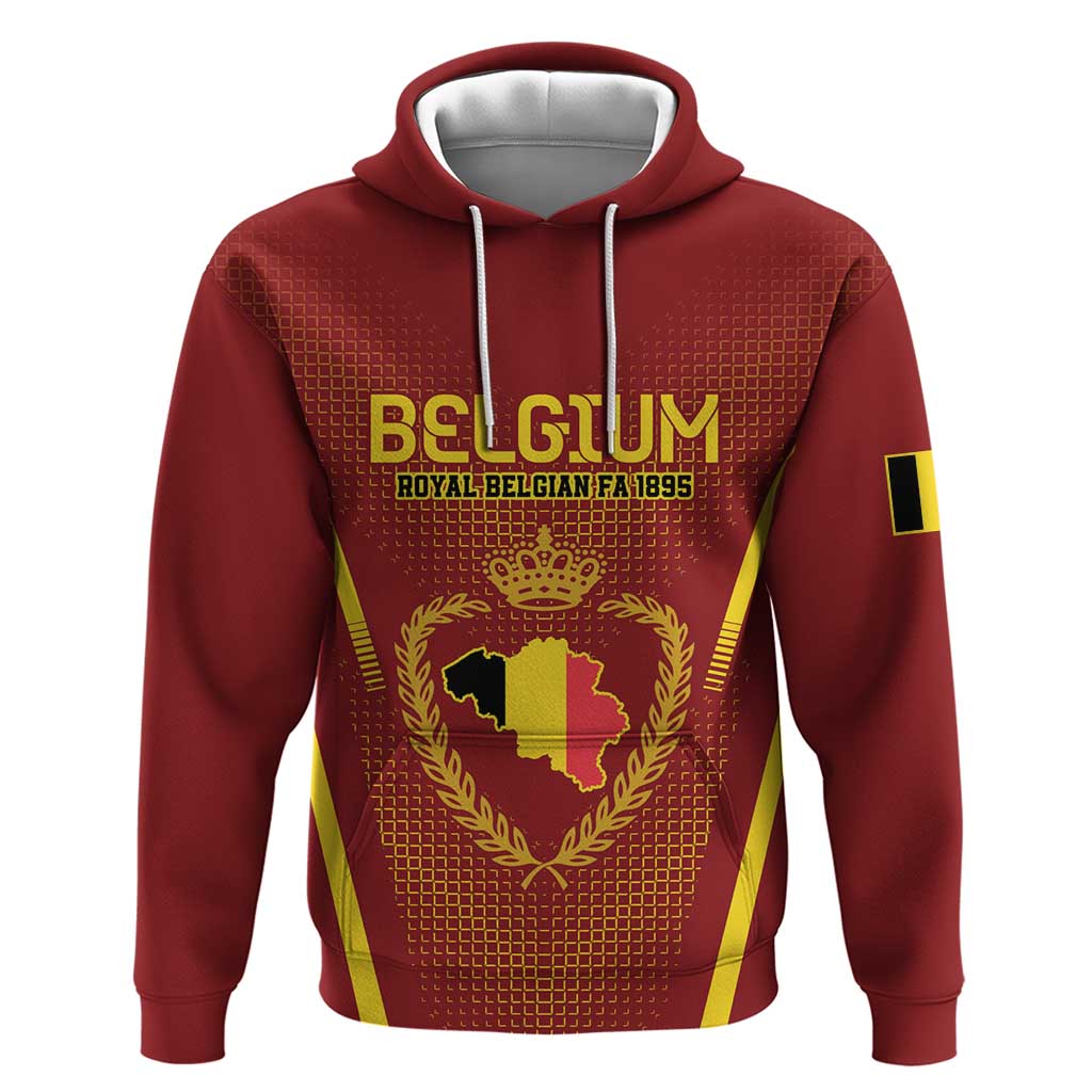 Custom Belgium Football Hoodie Royal Belgian 1895 with Map Style LT9