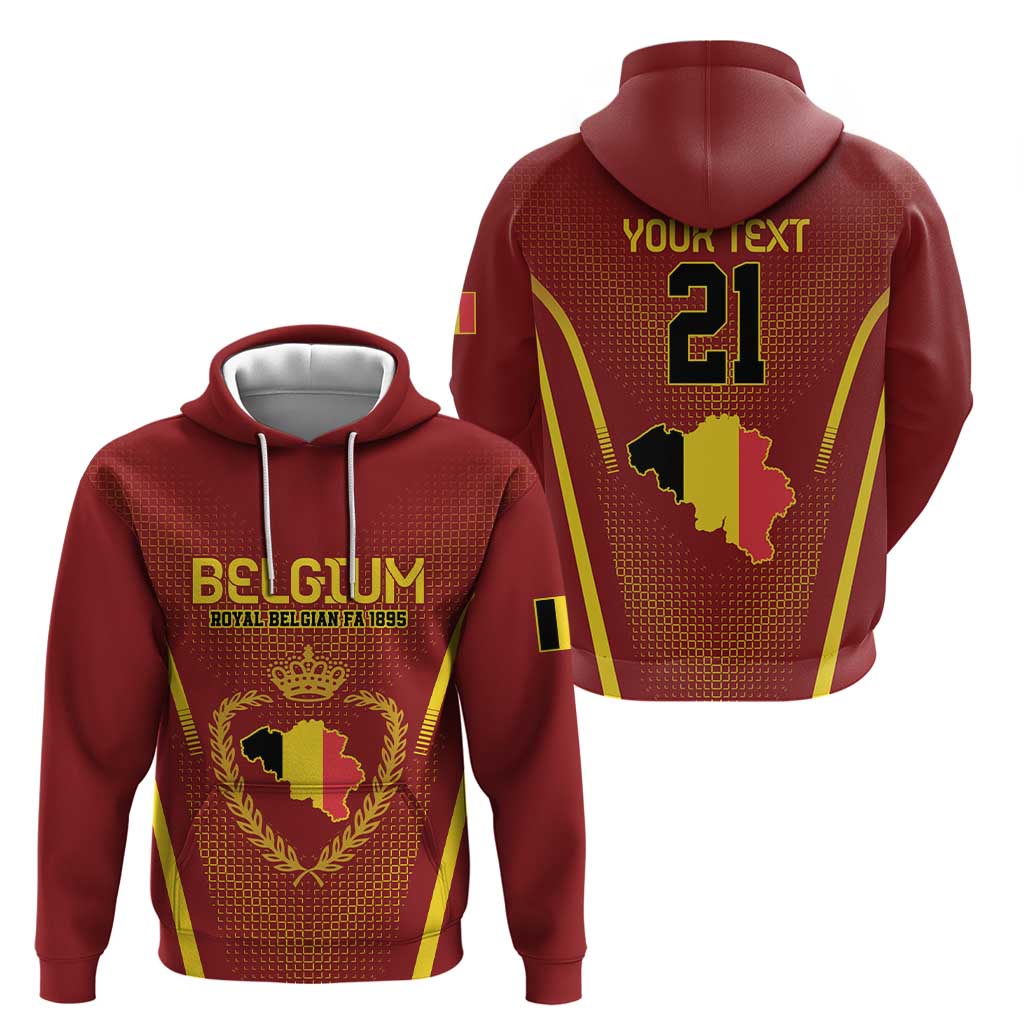 Custom Belgium Football Hoodie Royal Belgian 1895 with Map Style LT9