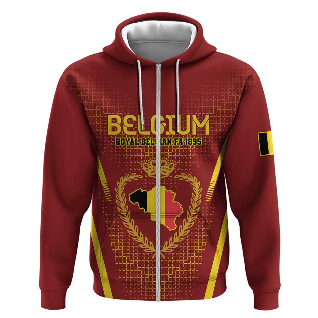 Custom Belgium Football Hoodie Royal Belgian 1895 with Map Style LT9
