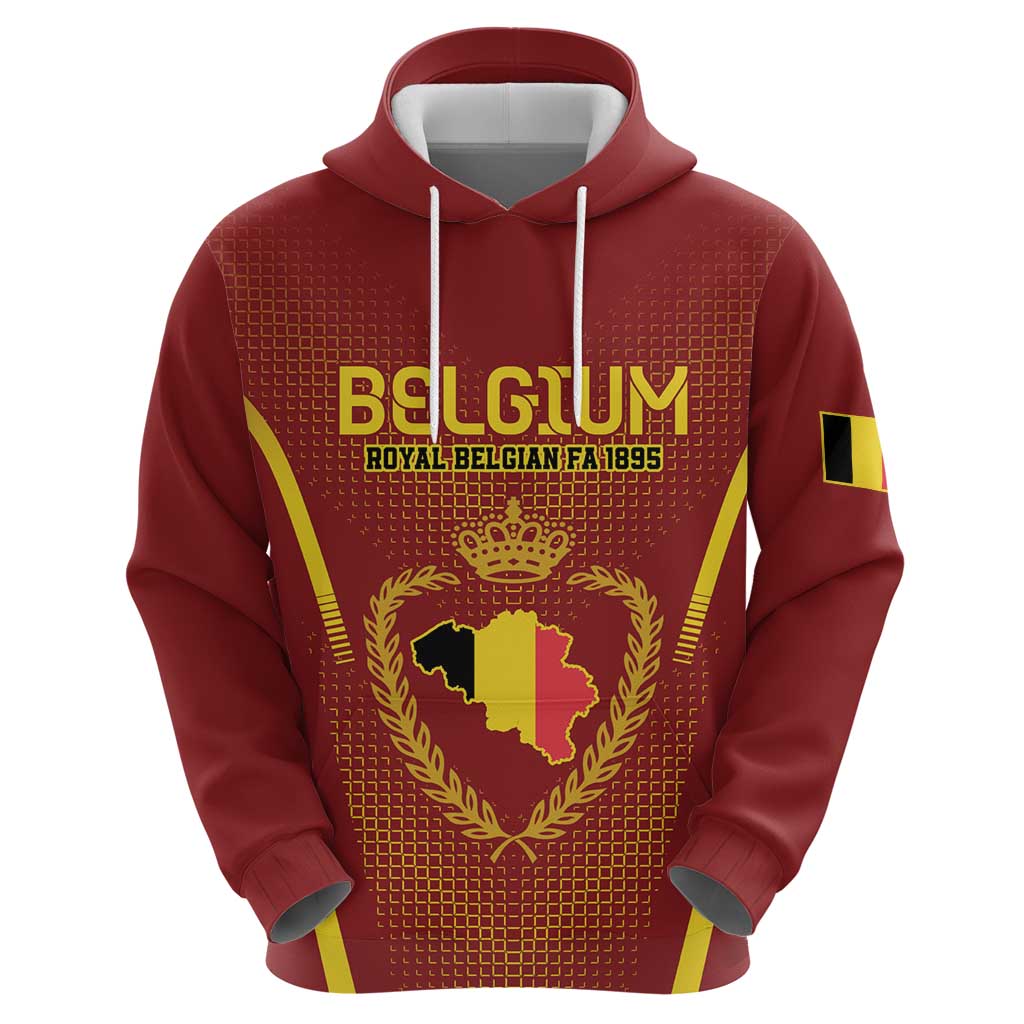 Custom Belgium Football Hoodie Royal Belgian 1895 with Map Style LT9
