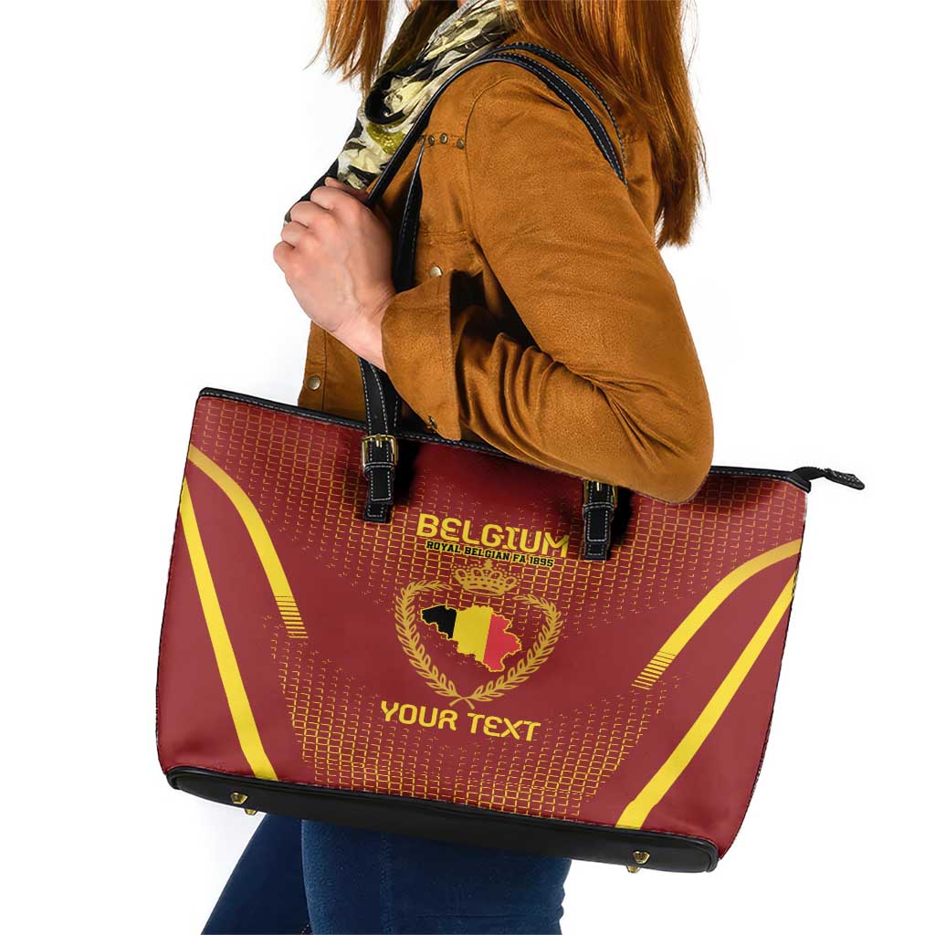 Custom Belgium Football Leather Tote Bag Royal Belgian 1895 with Map Style LT9