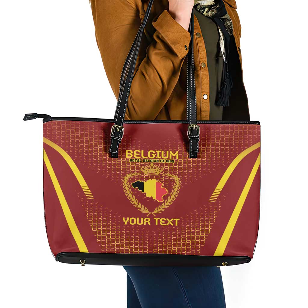 Custom Belgium Football Leather Tote Bag Royal Belgian 1895 with Map Style LT9