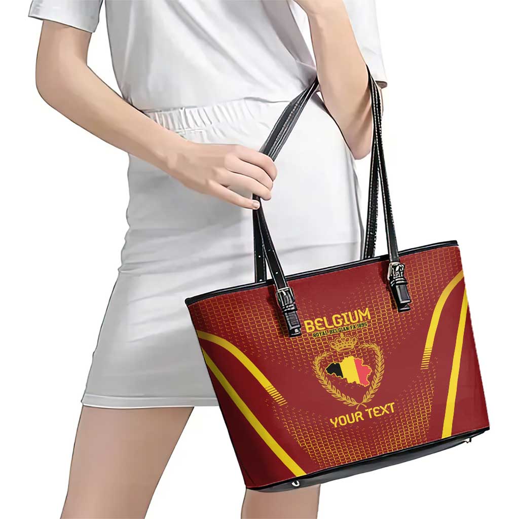 Custom Belgium Football Leather Tote Bag Royal Belgian 1895 with Map Style LT9