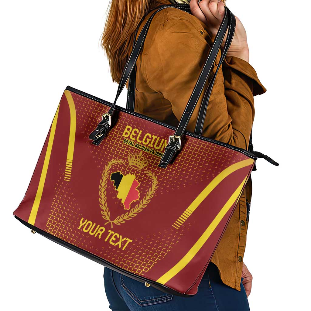 Custom Belgium Football Leather Tote Bag Royal Belgian 1895 with Map Style LT9