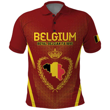 Custom Belgium Football Polo Shirt Royal Belgian 1895 with Map Style LT9