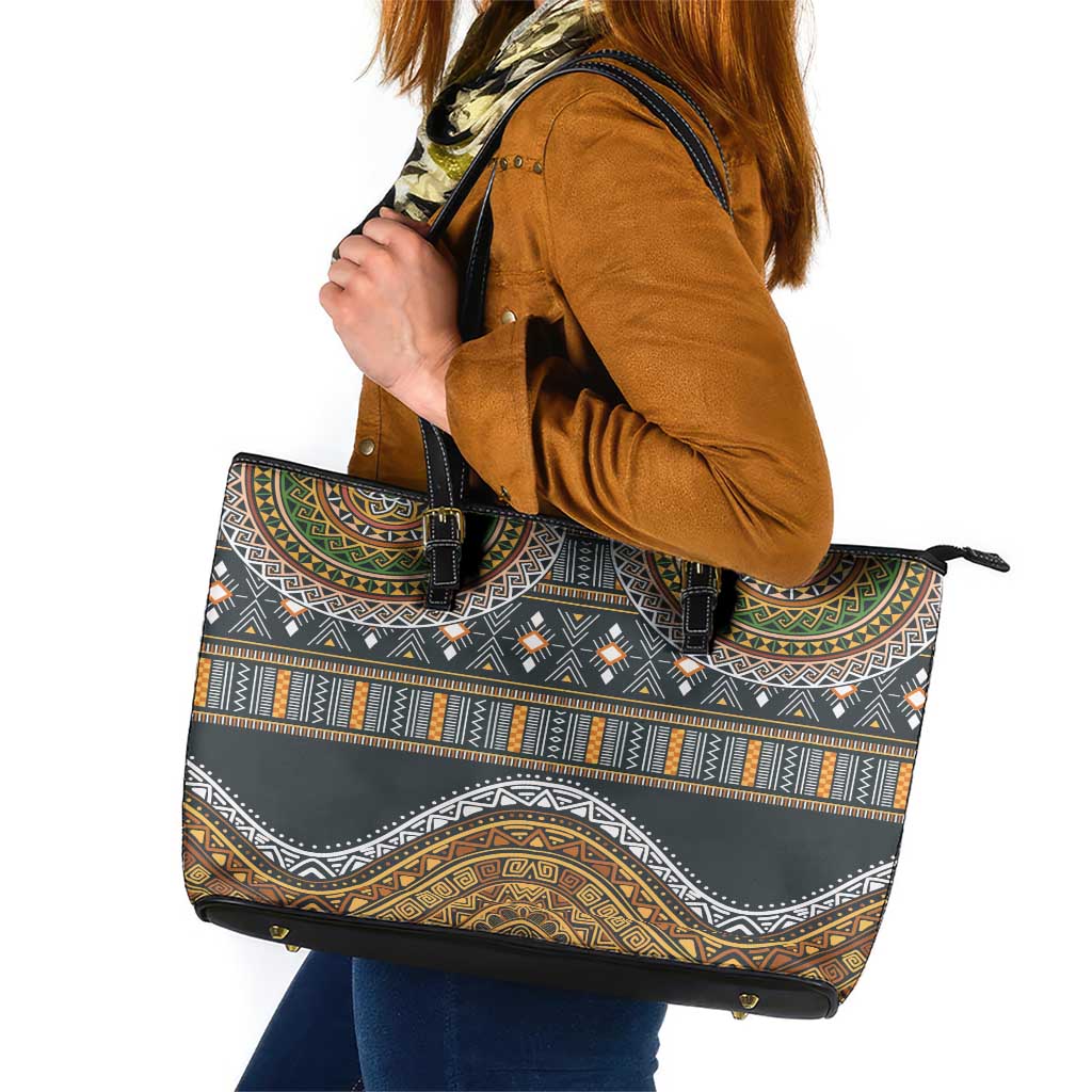 Africa Ethnic Native Pattern Leather Tote Bag LT9