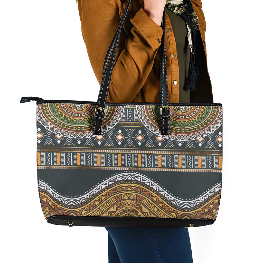 Africa Ethnic Native Pattern Leather Tote Bag LT9