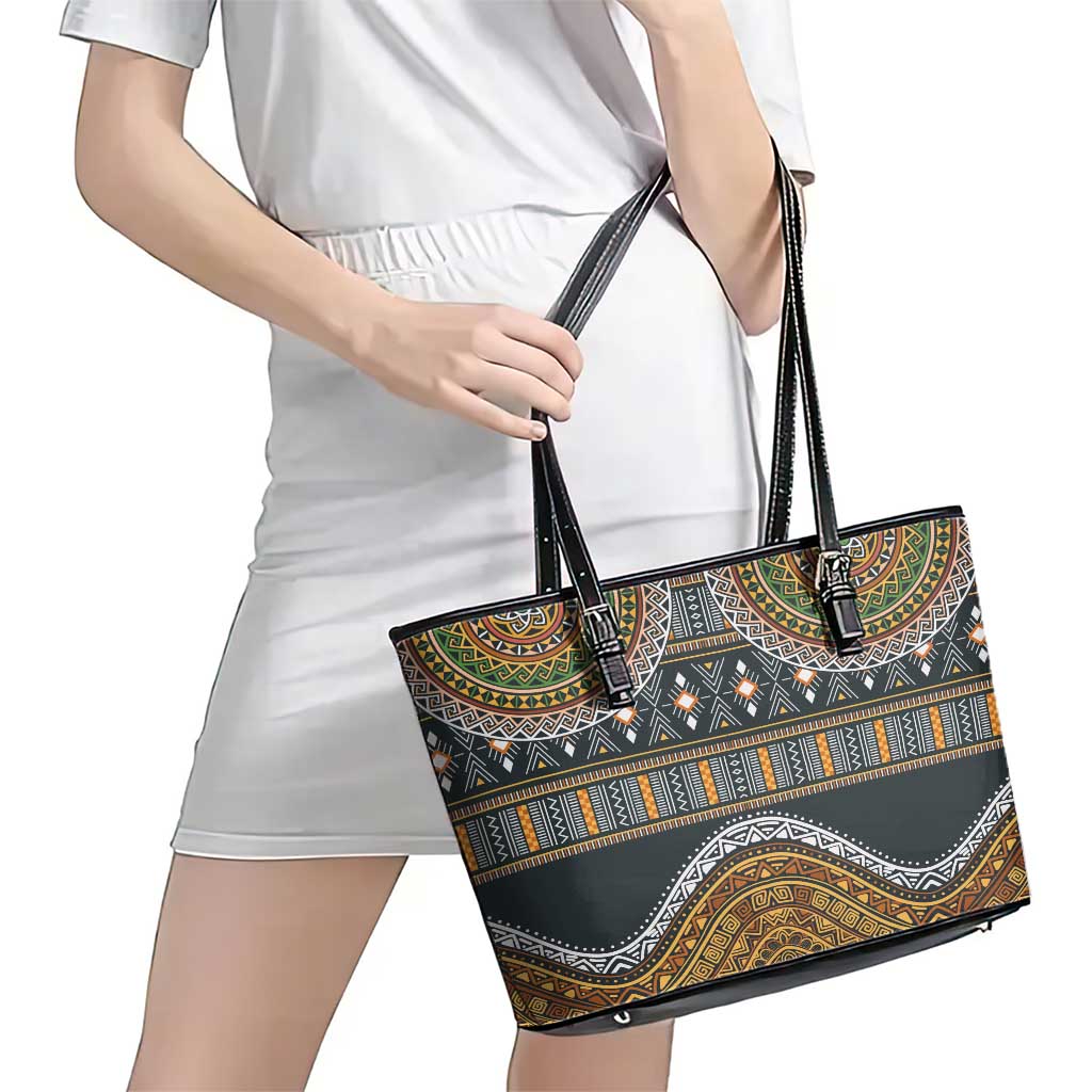 Africa Ethnic Native Pattern Leather Tote Bag LT9
