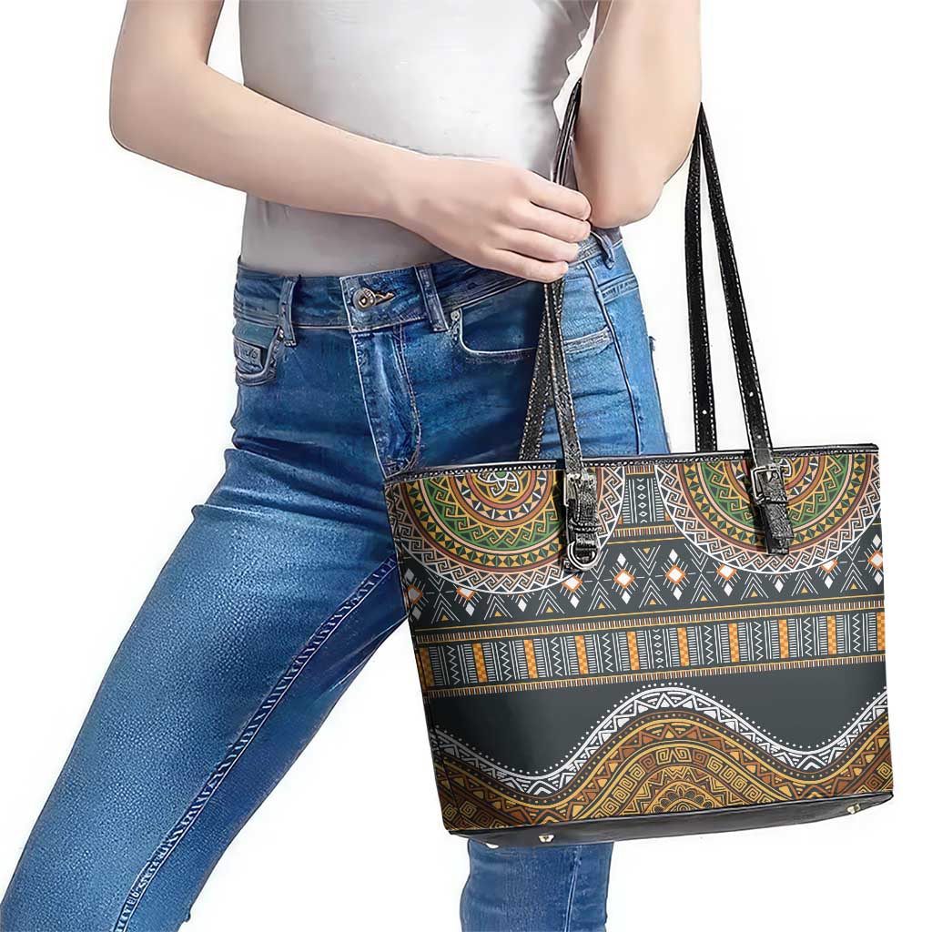 Africa Ethnic Native Pattern Leather Tote Bag LT9