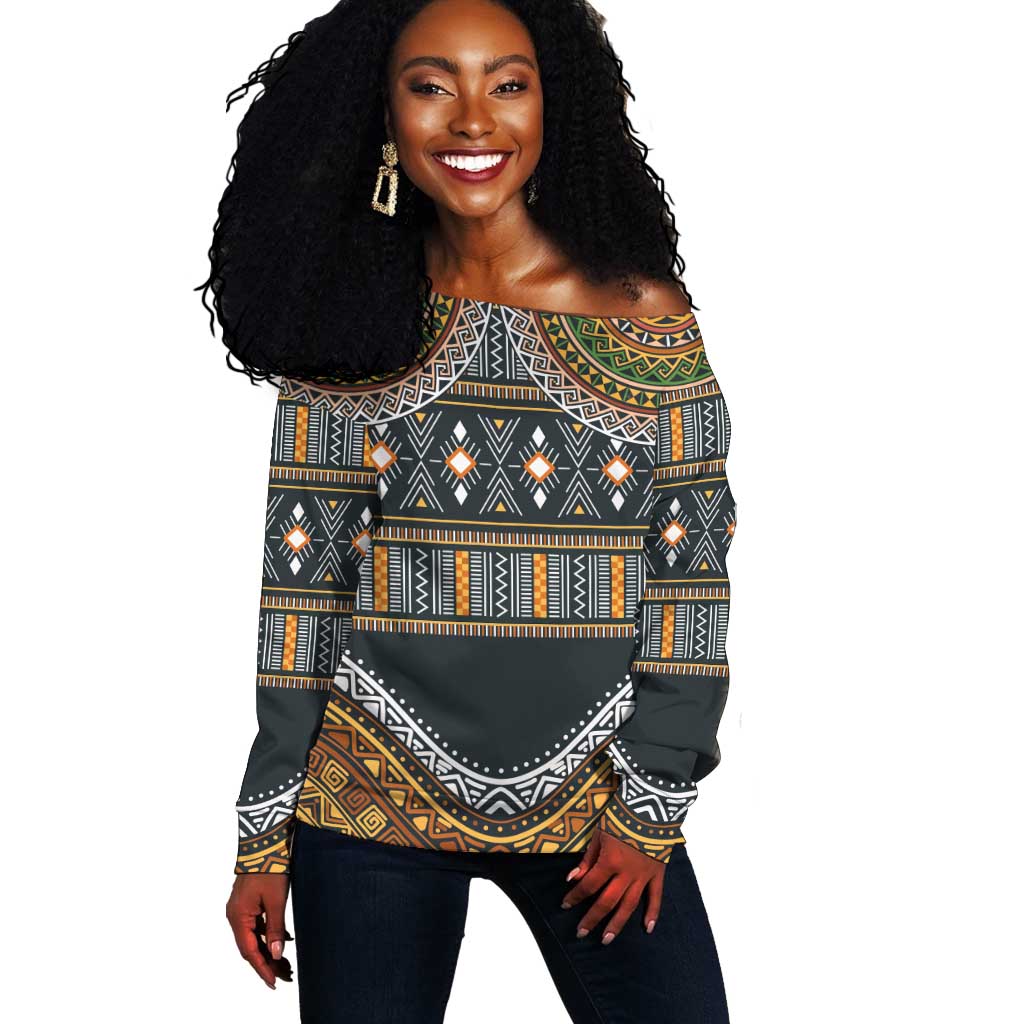 Afro Ethnic Native Pattern Off Shoulder Sweater LT9