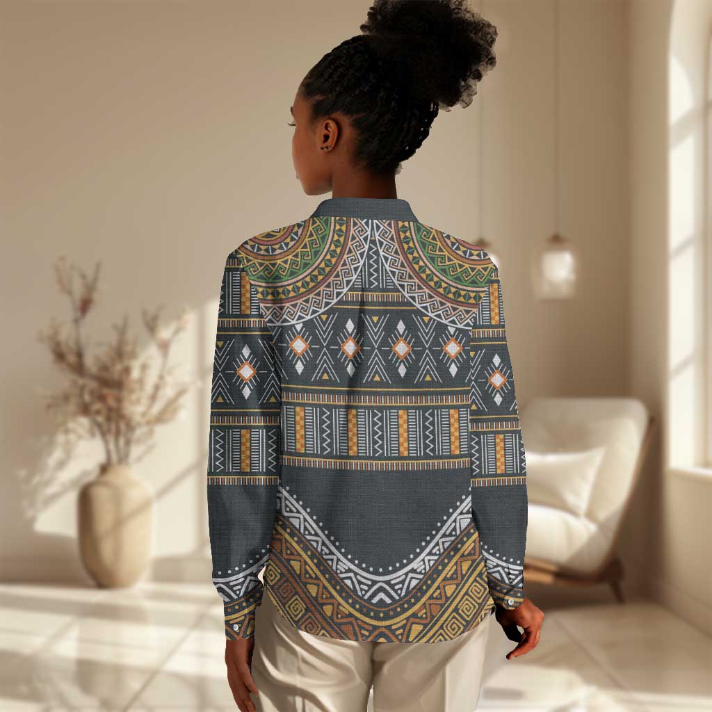 Afro Ethnic Native Pattern Women Casual Shirt LT9