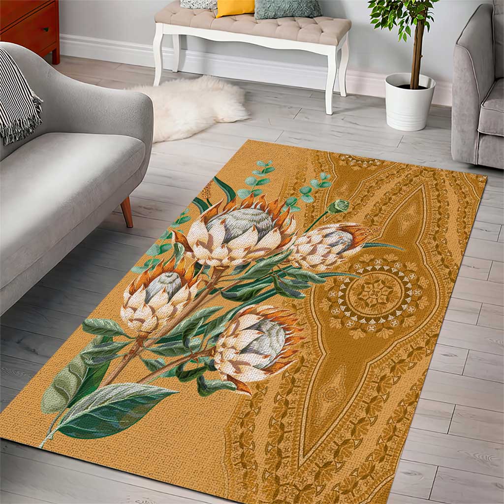 Afro King Proteas Dashiki Motif Area Rug Gold Style LT9