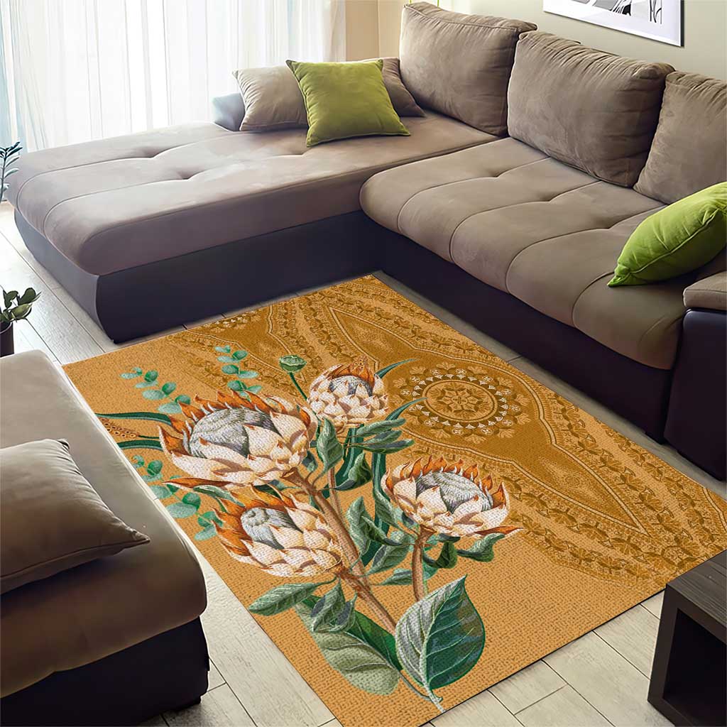 Afro King Proteas Dashiki Motif Area Rug Gold Style LT9