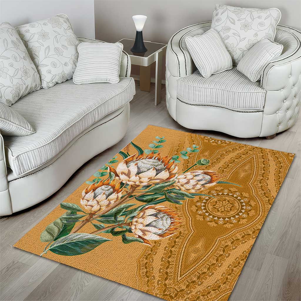 Afro King Proteas Dashiki Motif Area Rug Gold Style LT9