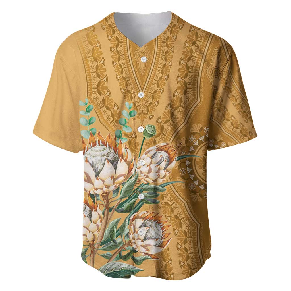 Afro King Proteas Dashiki Motif Baseball Jersey Gold Style LT9