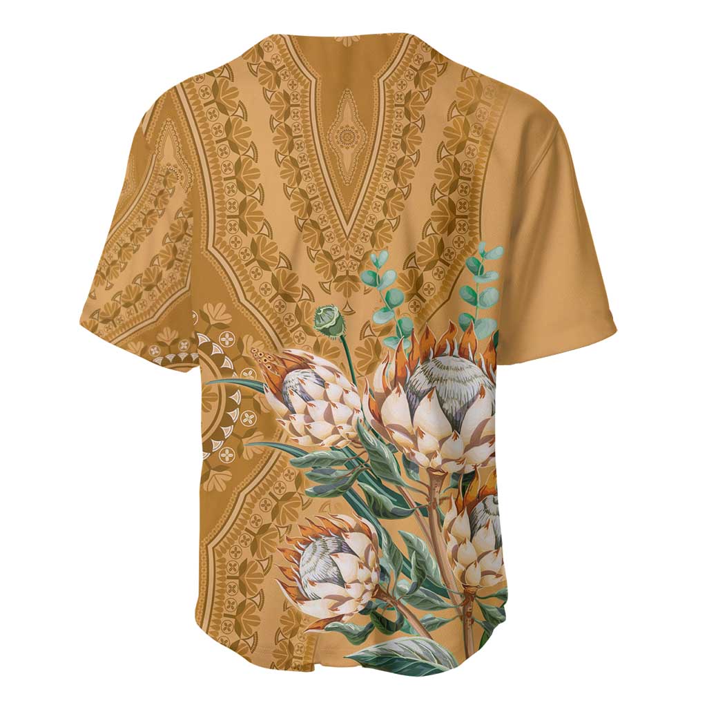 Afro King Proteas Dashiki Motif Baseball Jersey Gold Style LT9