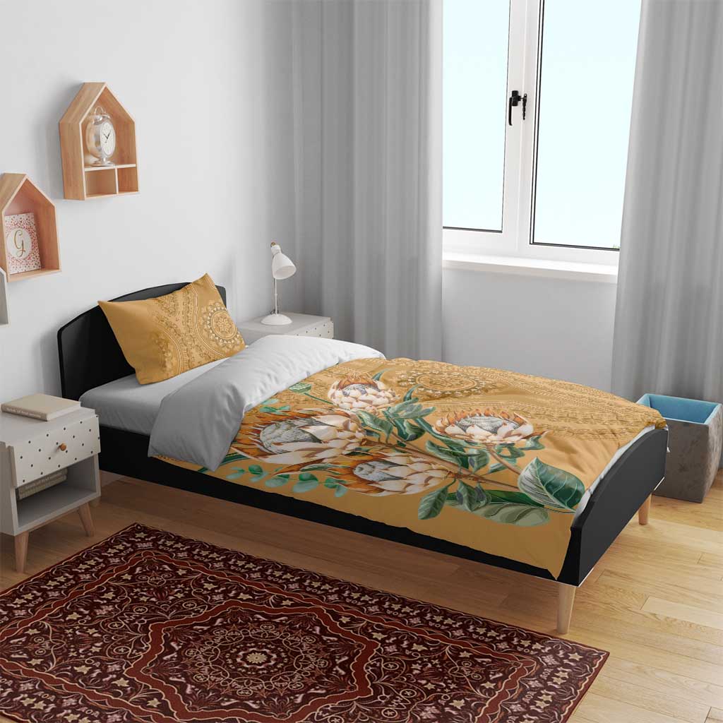 Afro King Proteas Dashiki Motif Bedding Set Gold Style LT9