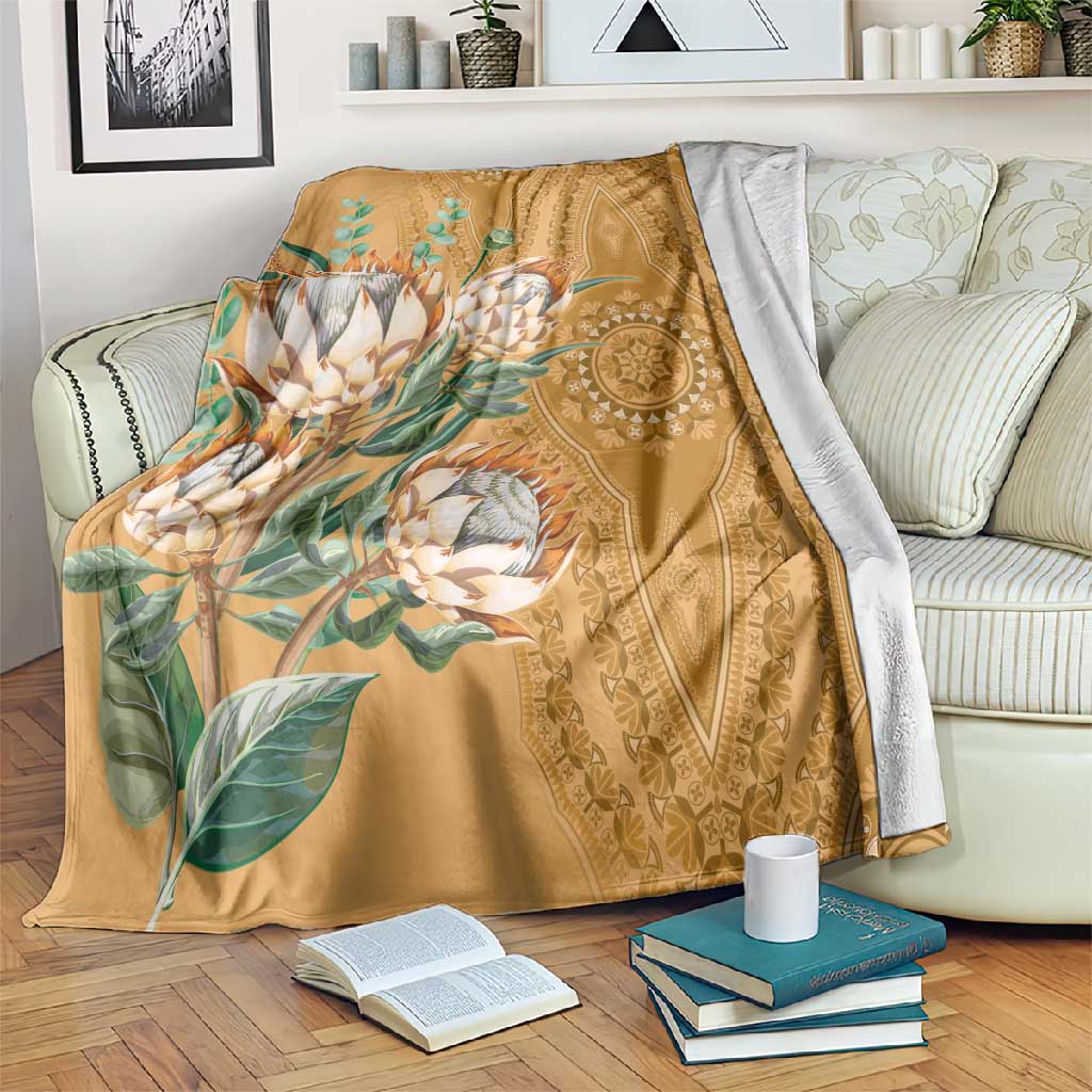 Afro King Proteas Dashiki Motif Blanket Gold Style LT9