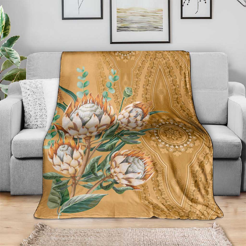 Afro King Proteas Dashiki Motif Blanket Gold Style LT9