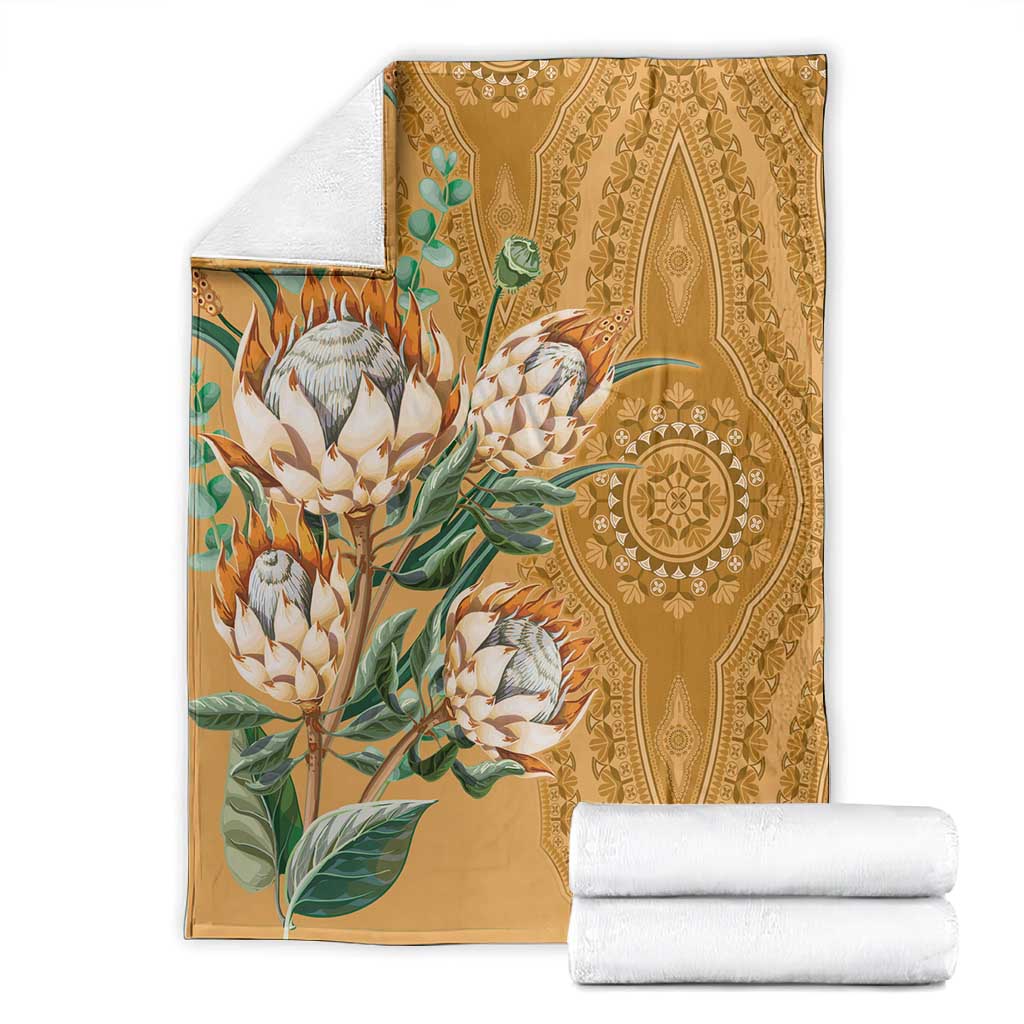 Afro King Proteas Dashiki Motif Blanket Gold Style LT9
