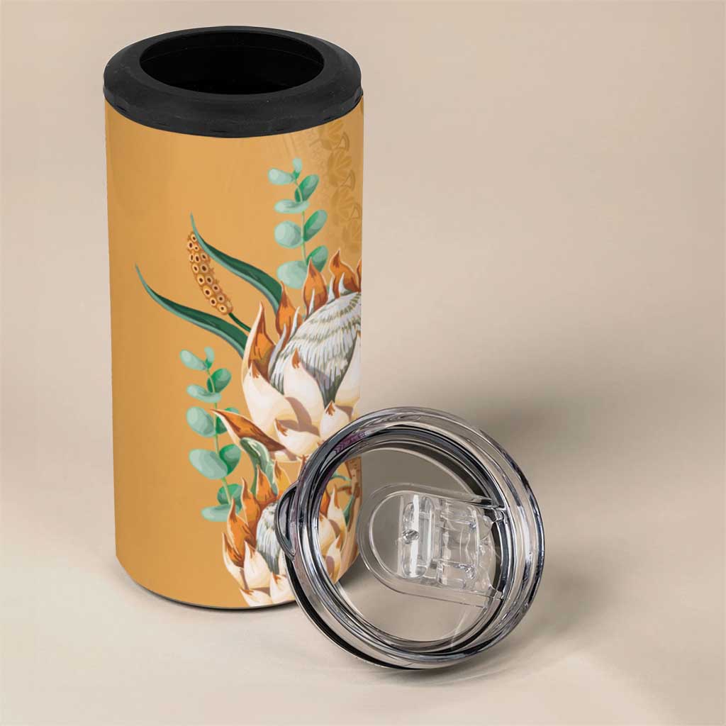 Afro King Proteas Dashiki Motif 4 in 1 Can Cooler Tumbler Gold Style LT9