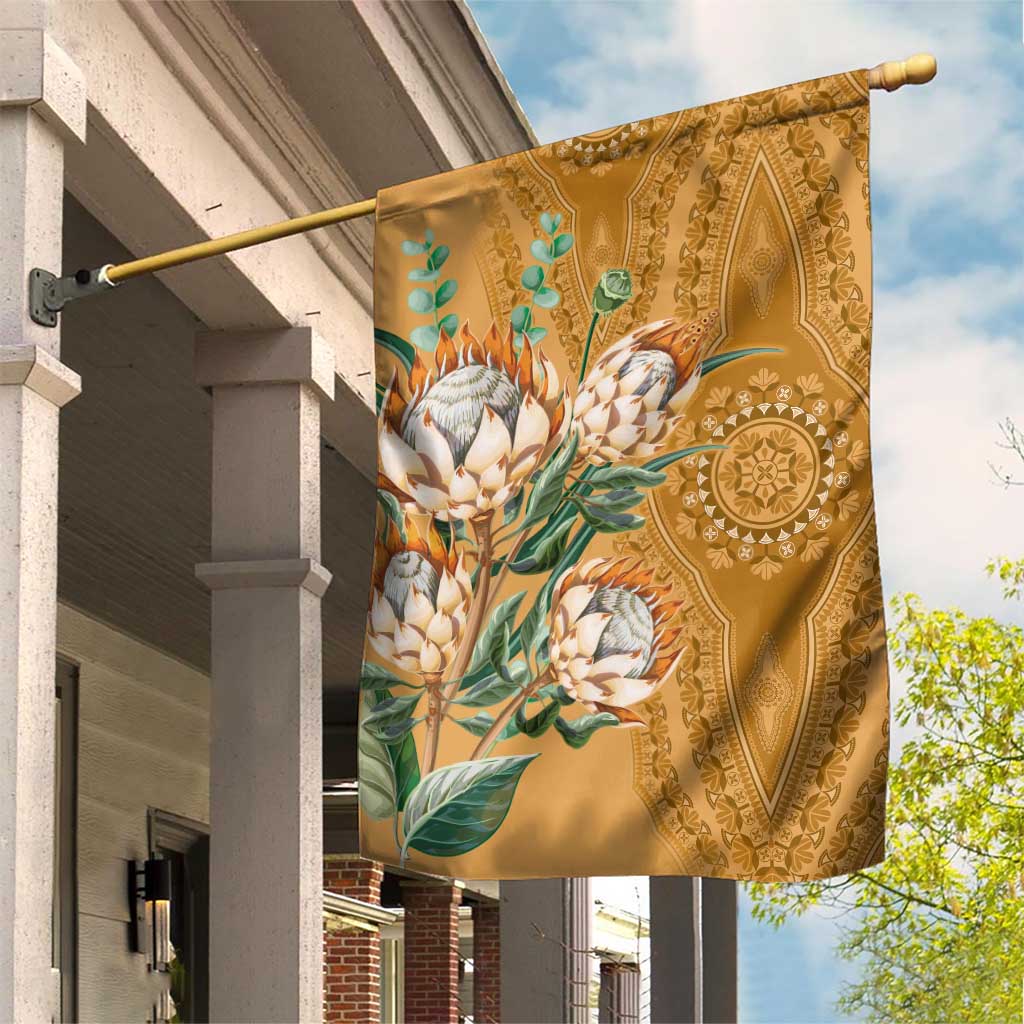 Afro King Proteas Dashiki Motif Garden Flag Gold Style LT9