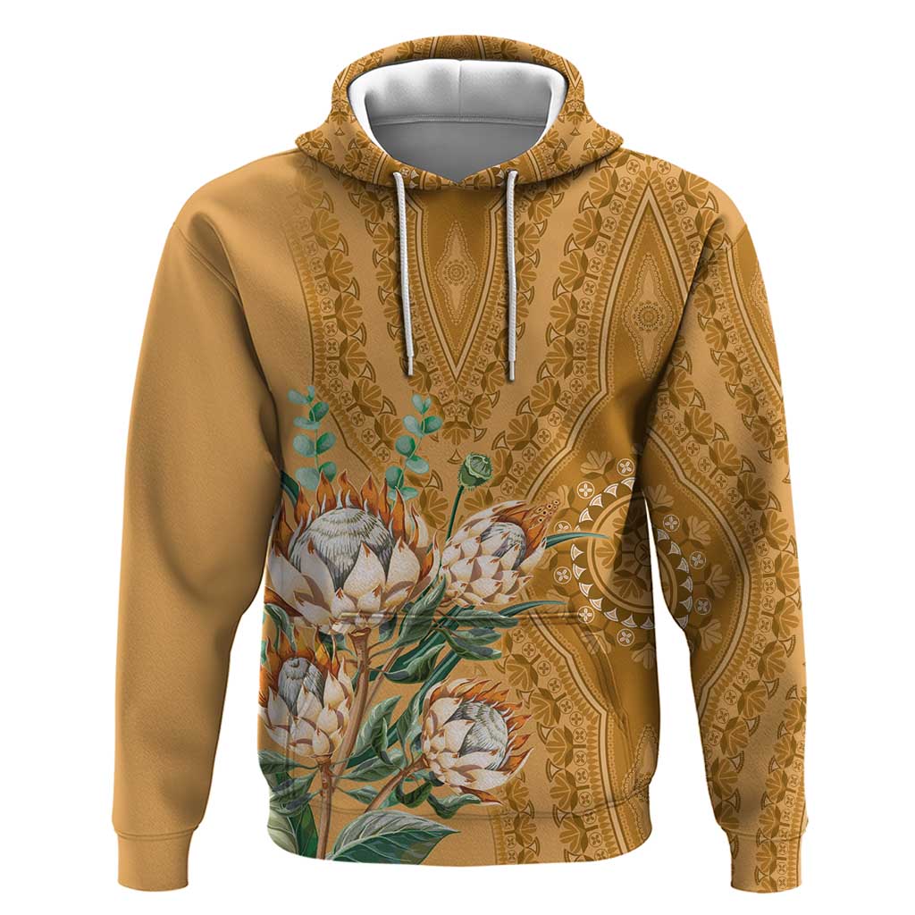 Africa King Proteas Dashiki Motif Hoodie Gold Style LT9