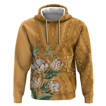 Africa King Proteas Dashiki Motif Hoodie Gold Style LT9