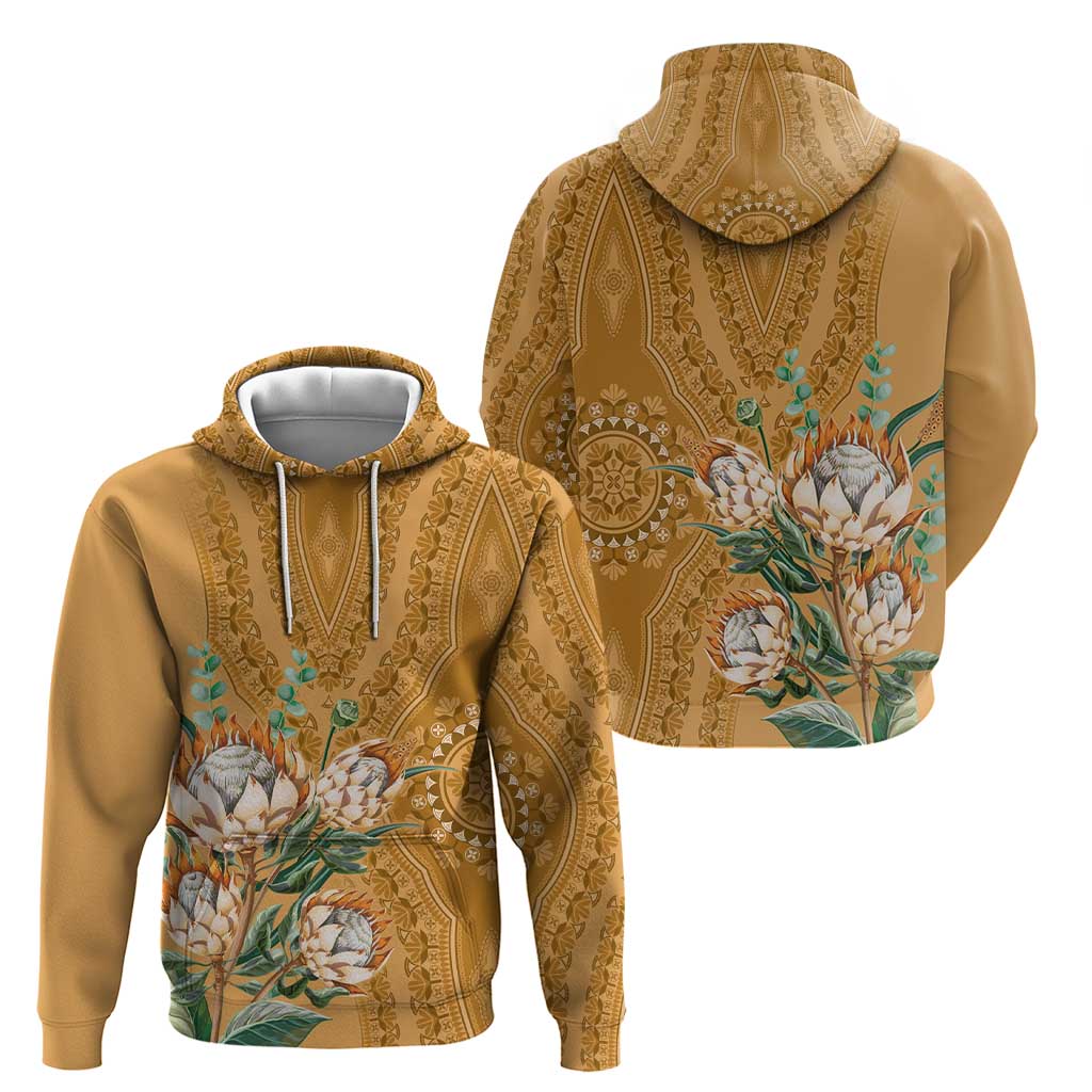 Africa King Proteas Dashiki Motif Hoodie Gold Style LT9