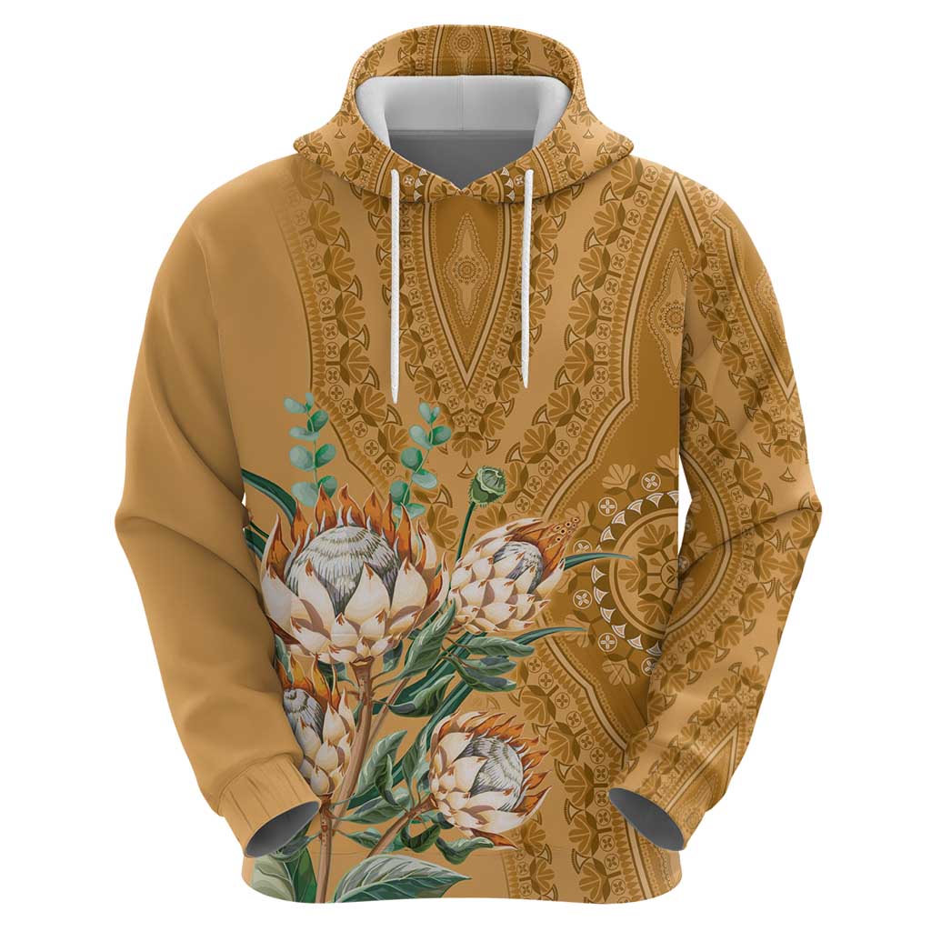 Africa King Proteas Dashiki Motif Hoodie Gold Style LT9