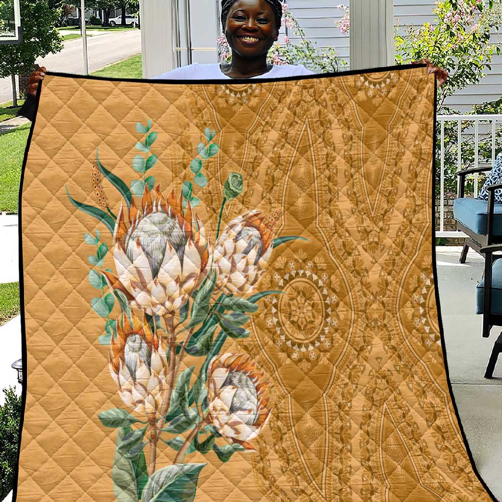 Afro King Proteas Dashiki Motif Quilt Gold Style LT9