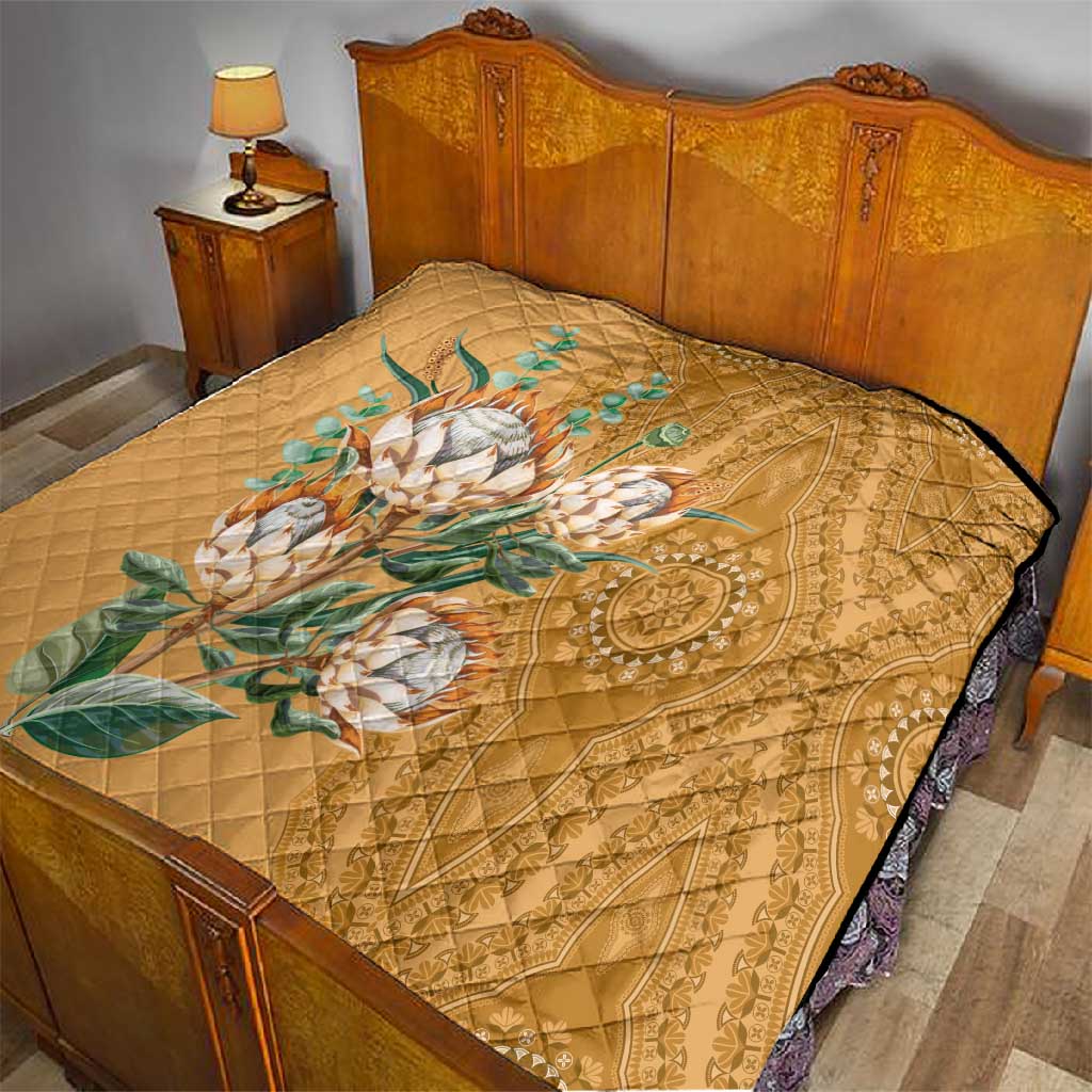 Afro King Proteas Dashiki Motif Quilt Gold Style LT9
