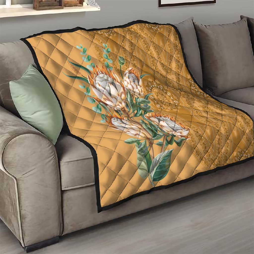 Afro King Proteas Dashiki Motif Quilt Gold Style LT9