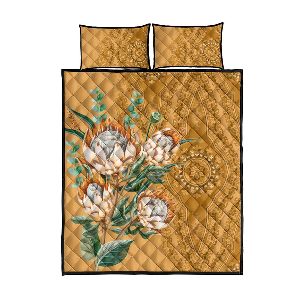 Afro King Proteas Dashiki Motif Quilt Bed Set Gold Style LT9