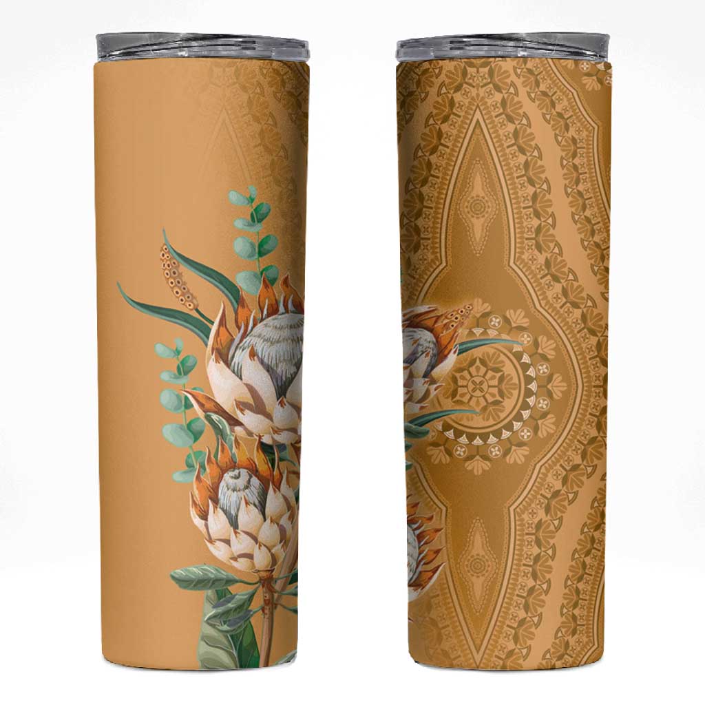 Afro King Proteas Dashiki Motif Skinny Tumbler Gold Style LT9