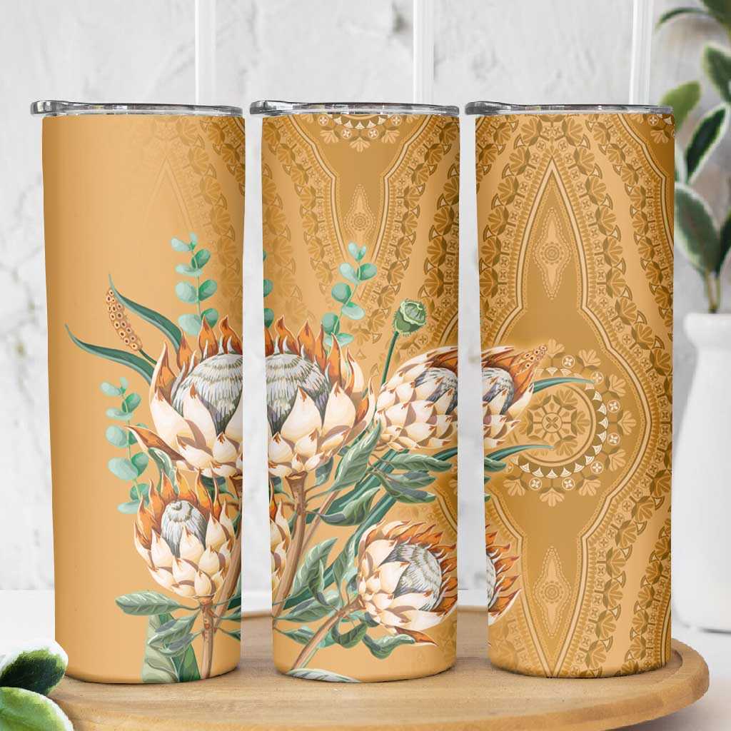 Afro King Proteas Dashiki Motif Skinny Tumbler Gold Style LT9
