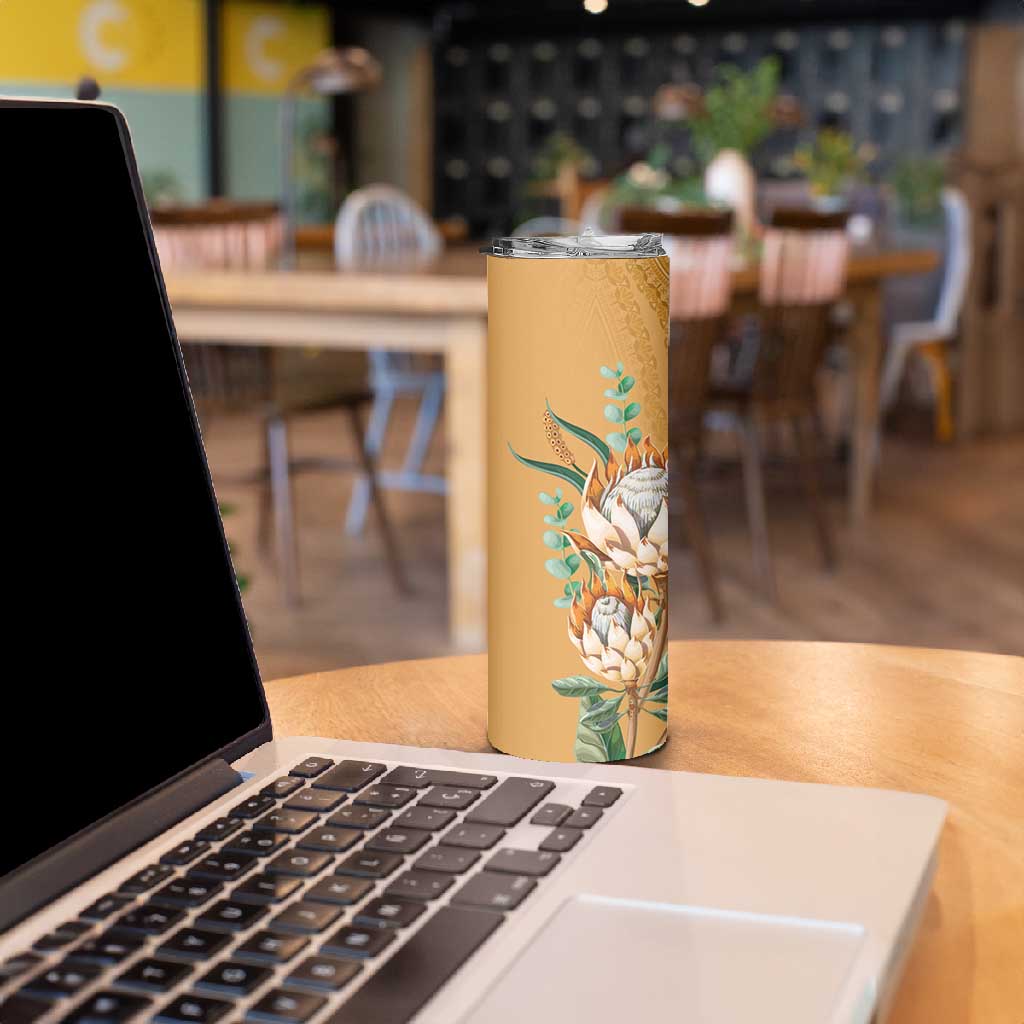 Afro King Proteas Dashiki Motif Skinny Tumbler Gold Style LT9