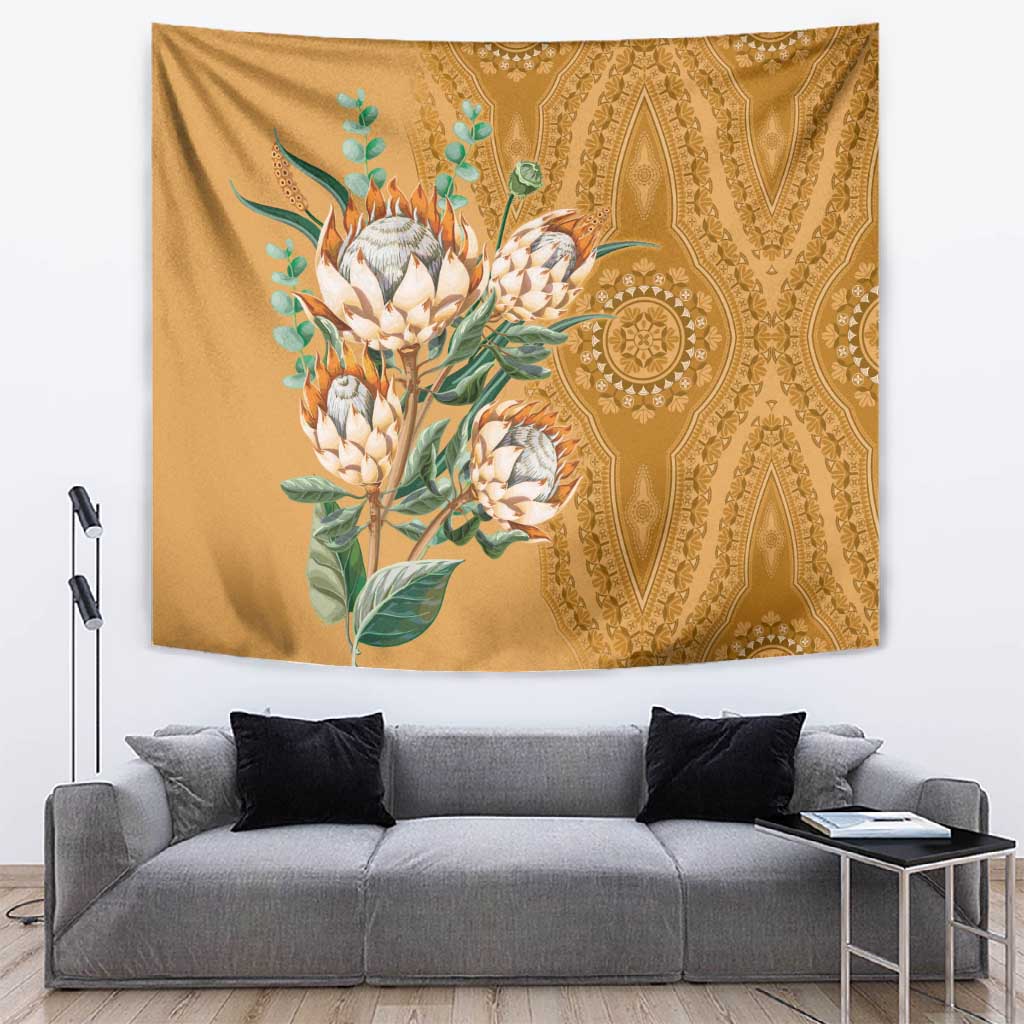 Afro King Proteas Dashiki Motif Tapestry Gold Style LT9