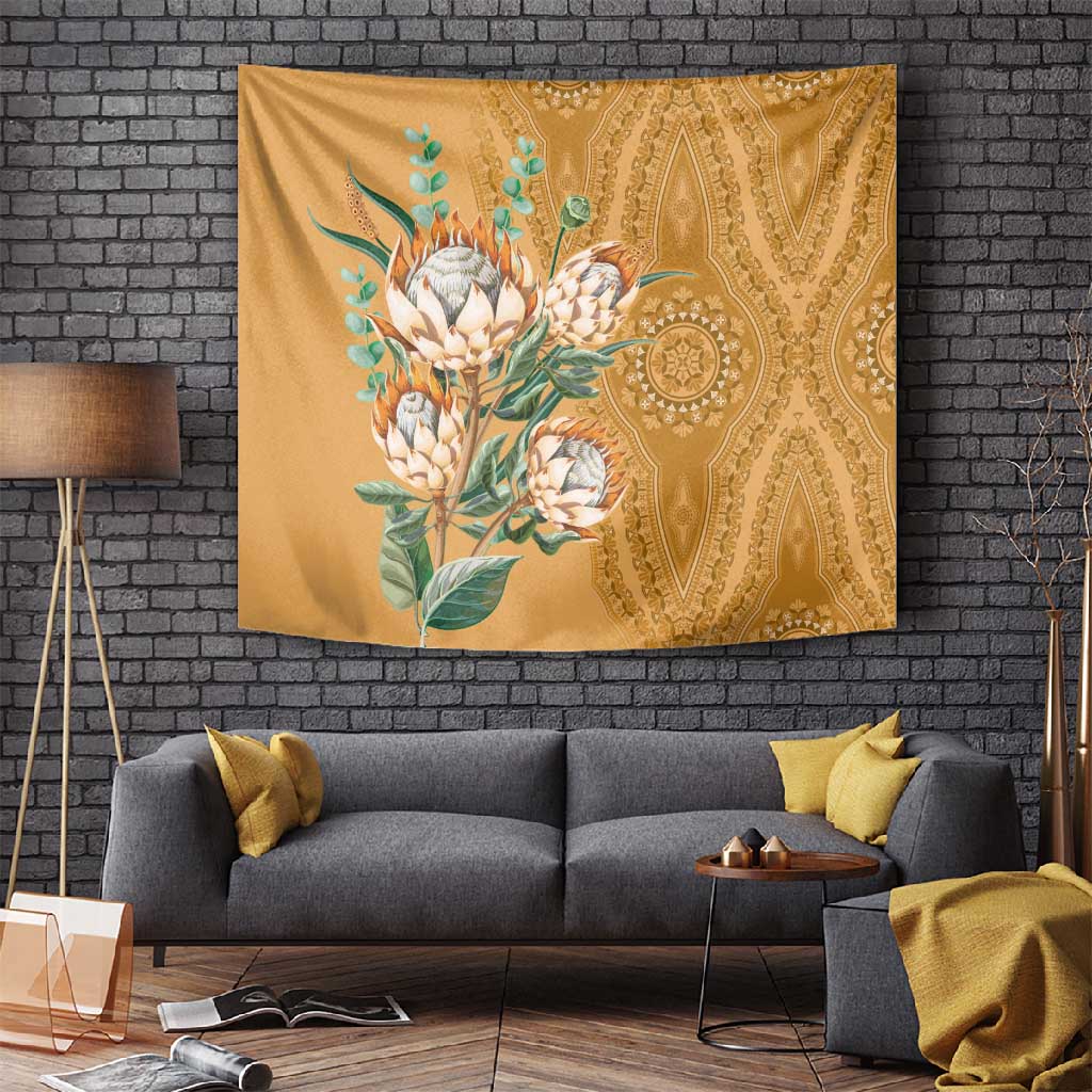 Afro King Proteas Dashiki Motif Tapestry Gold Style LT9