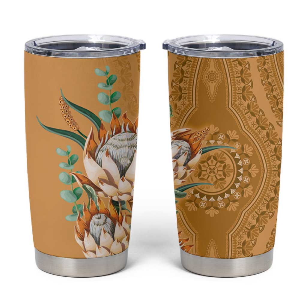 Afro King Proteas Dashiki Motif Tumbler Cup Gold Style LT9