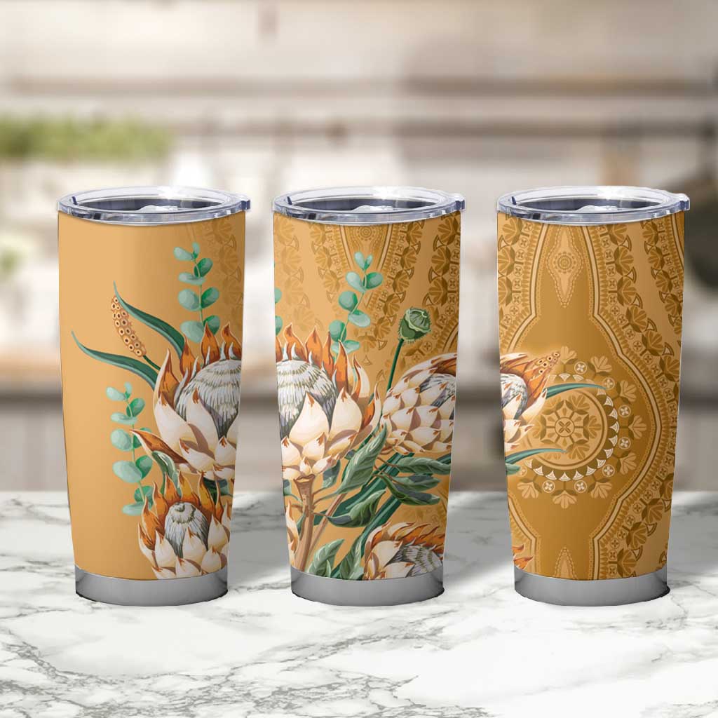 Afro King Proteas Dashiki Motif Tumbler Cup Gold Style LT9