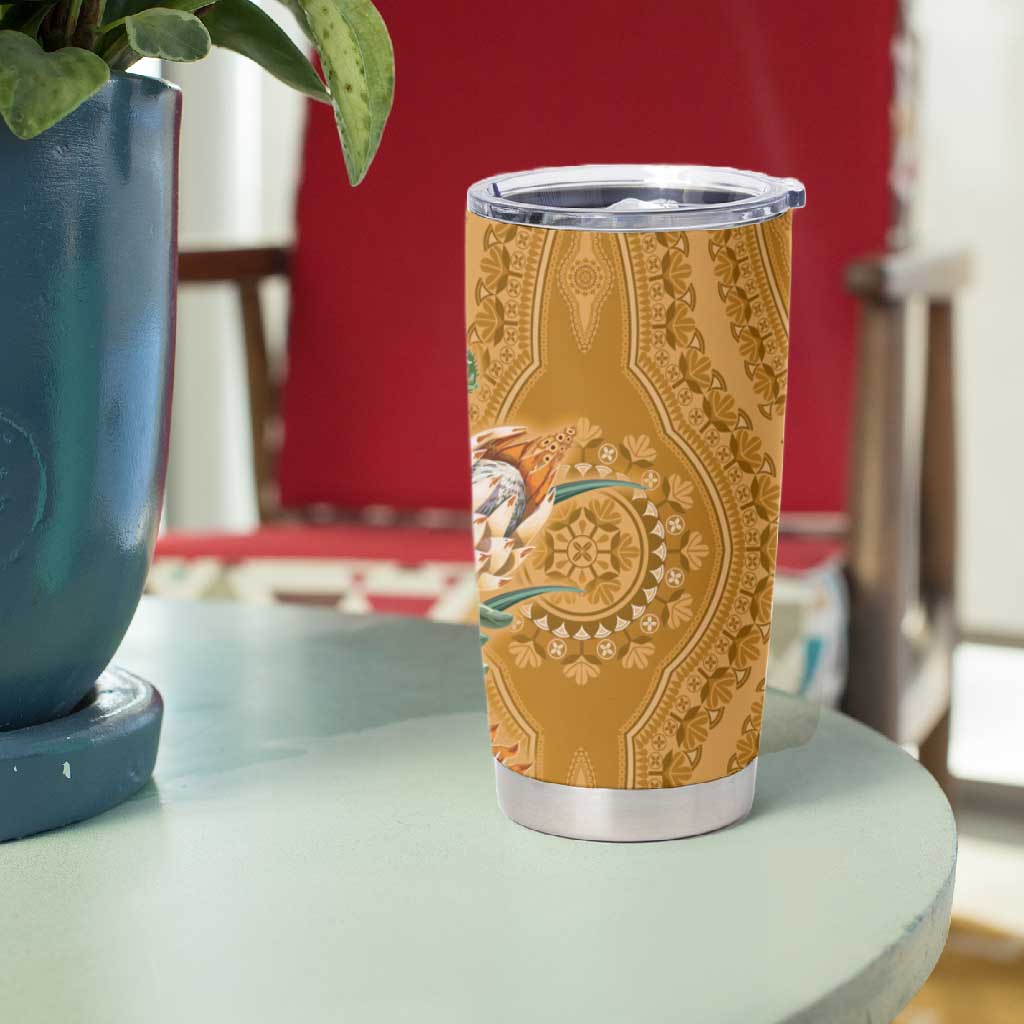 Afro King Proteas Dashiki Motif Tumbler Cup Gold Style LT9