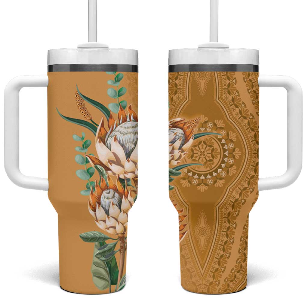 Afro King Proteas Dashiki Motif Tumbler With Handle Gold Style LT9