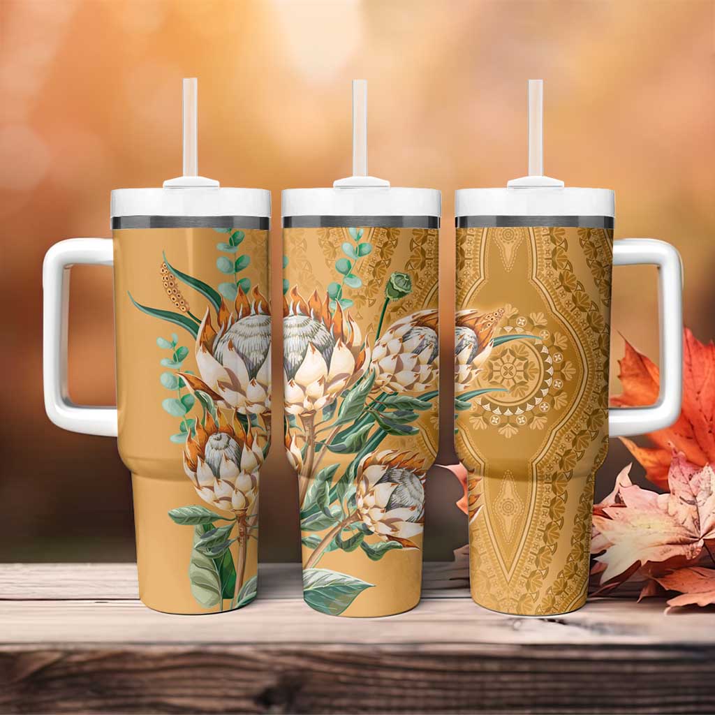 Afro King Proteas Dashiki Motif Tumbler With Handle Gold Style LT9