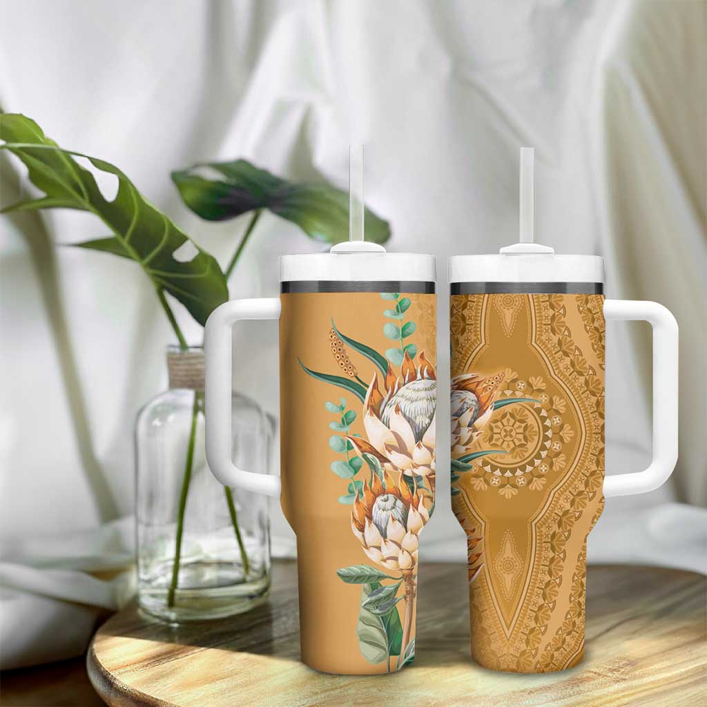 Afro King Proteas Dashiki Motif Tumbler With Handle Gold Style LT9