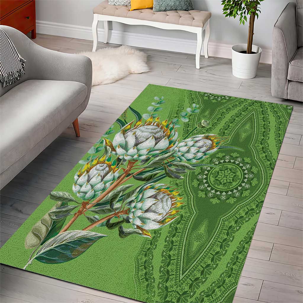 Afro King Proteas Dashiki Motif Area Rug Green Style LT9