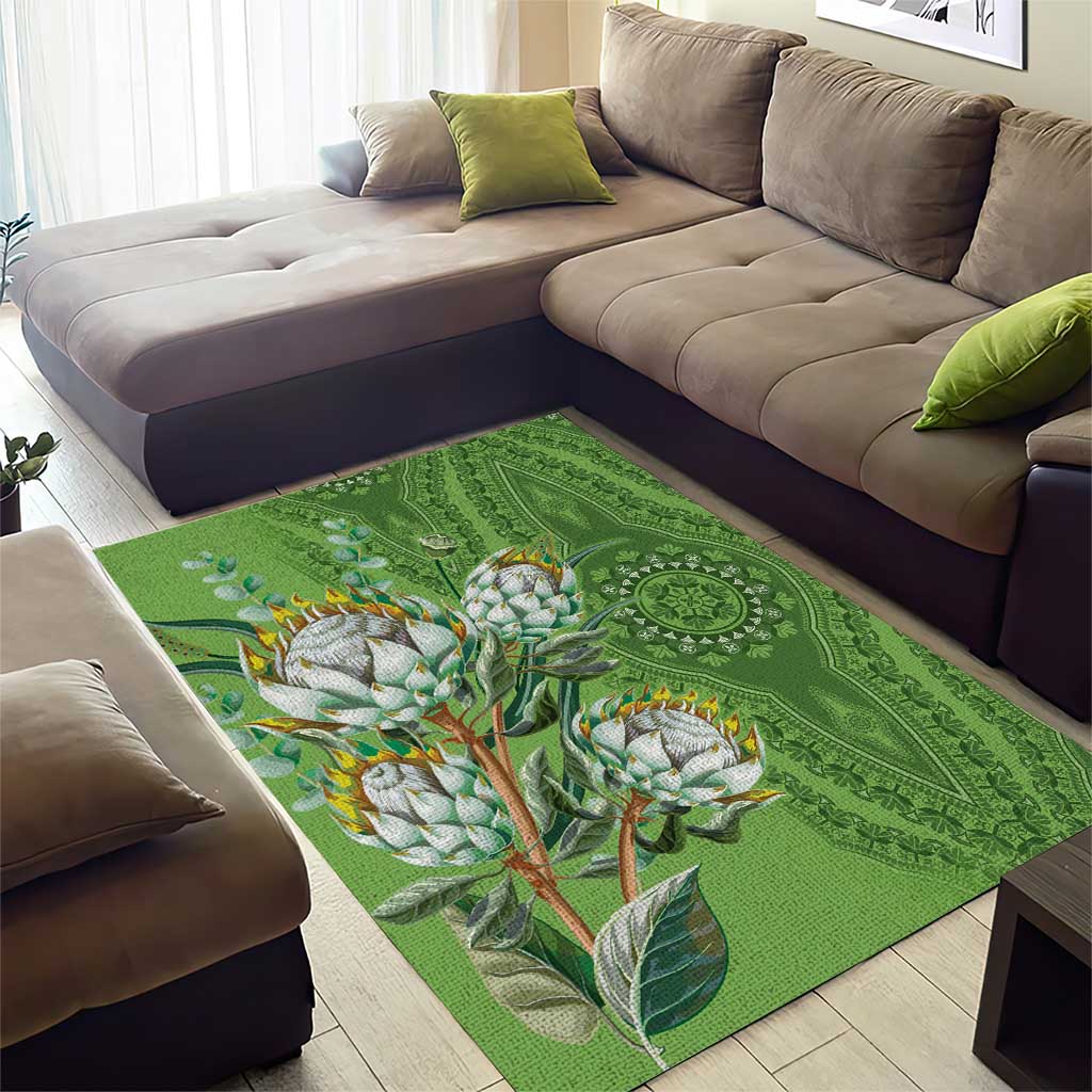Afro King Proteas Dashiki Motif Area Rug Green Style LT9
