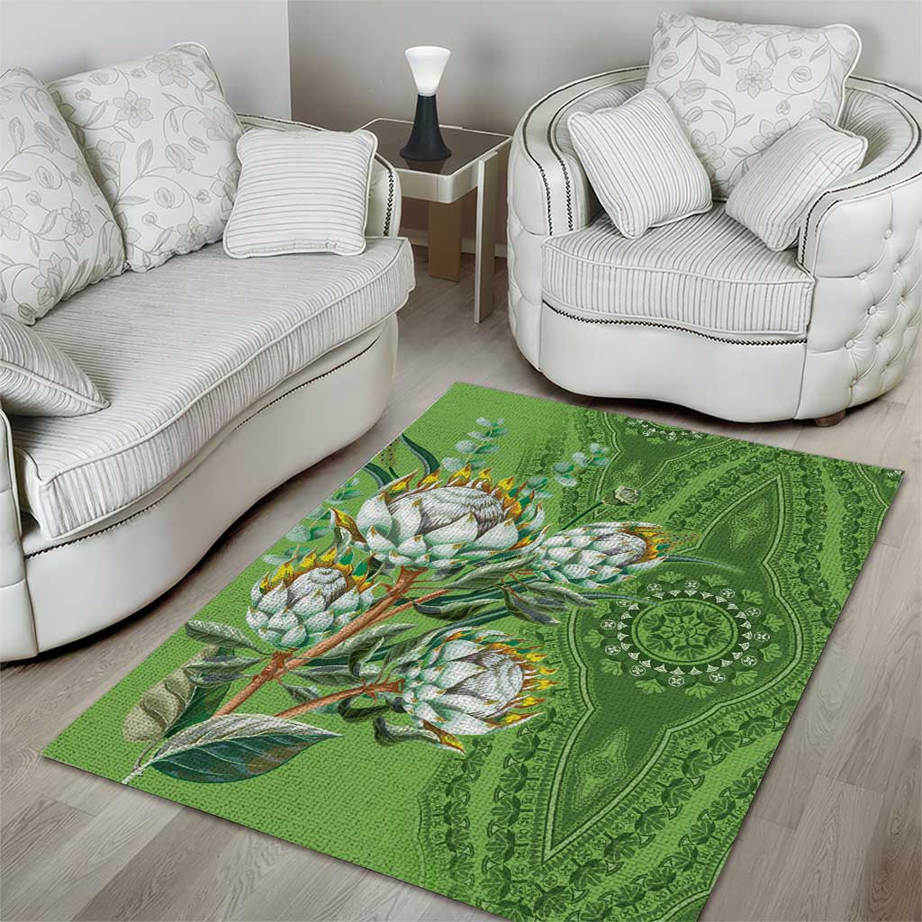 Afro King Proteas Dashiki Motif Area Rug Green Style LT9