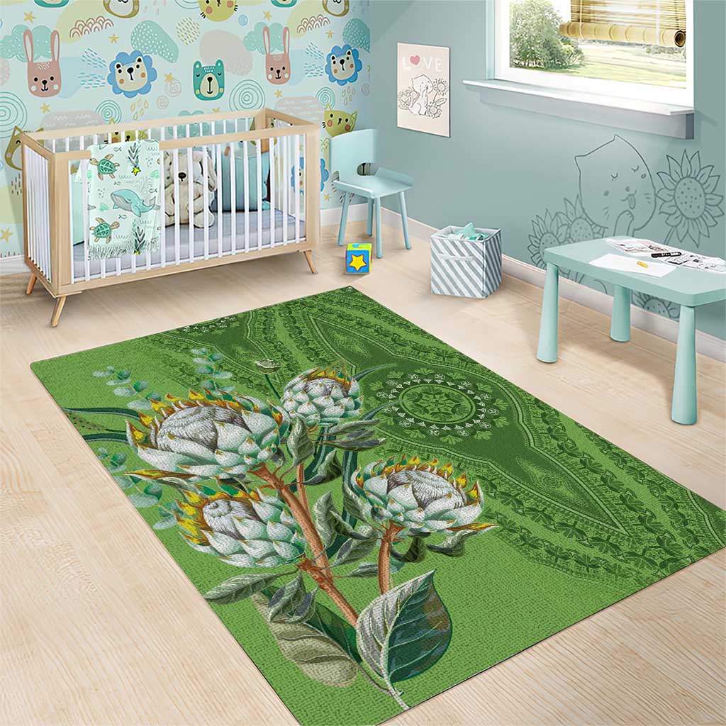 Afro King Proteas Dashiki Motif Area Rug Green Style LT9